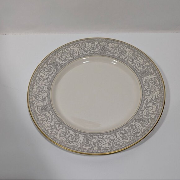 Franciscan Masterpiece China Renaissance Pattern Dinner Plate Gray Gold Trim USA - Picture 8 of 13